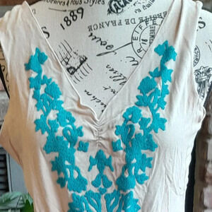 Inc. Cream Beaded Tank Petite L